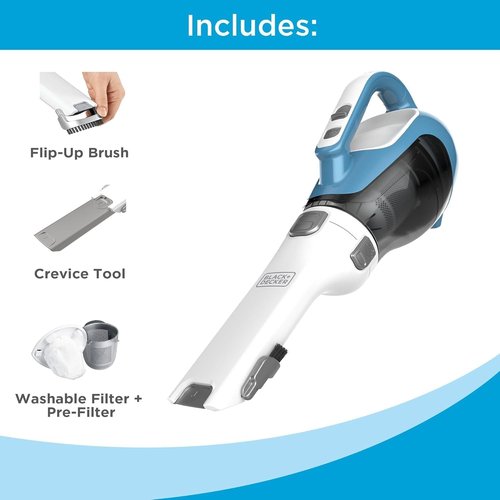 BLACK+DECKER Handheld Vacuum - Cordless AdvancedClean with Crevice Tool & Charging Station, Large Dust Bowl