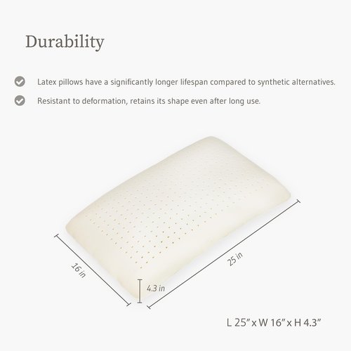 PATEX Classic Natural Latex Pillow – Medium Height Orthopedic Support – 100% Natural Latex – Hypoallergenic, Breathable & Eco-Friendly – Made in Thailand – Limited Stock
