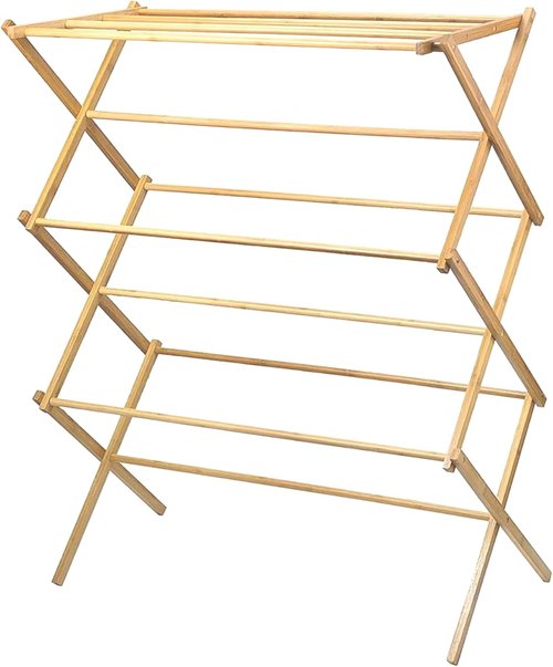 HOME IT Wooden Clothes Drying Rack - Collapsible Bamboo Laundry Rack for Efficient Drying | Heavy Duty Design