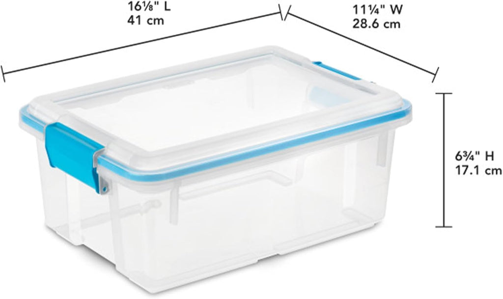Sterilite 6-Pack Gasket Box | Weather-Resistant 12 Quart Storage Bins with Latching Lids - Heavy-Duty Organizers for Home & Office