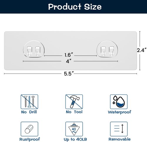 AKTECKE Shower Caddy Replacement Stickers - No Drilling Transparent Adhesive Strips | 4-Pack for Bathroom & Kitchen Storage