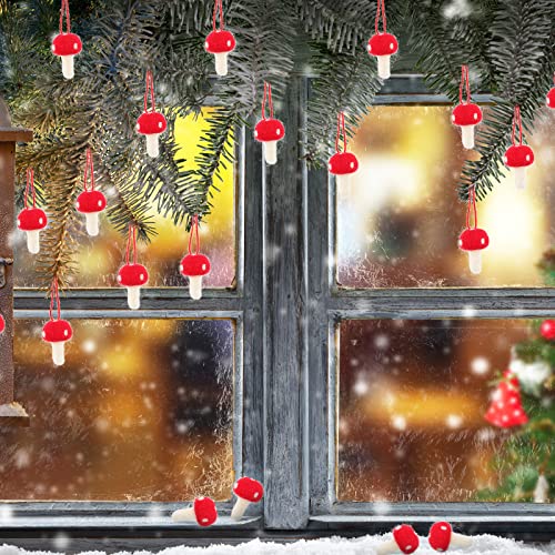 Tatuo 72 Pack Felt Mushroom Christmas Ornaments for Tree & Home Decor - Cute Holiday Decor