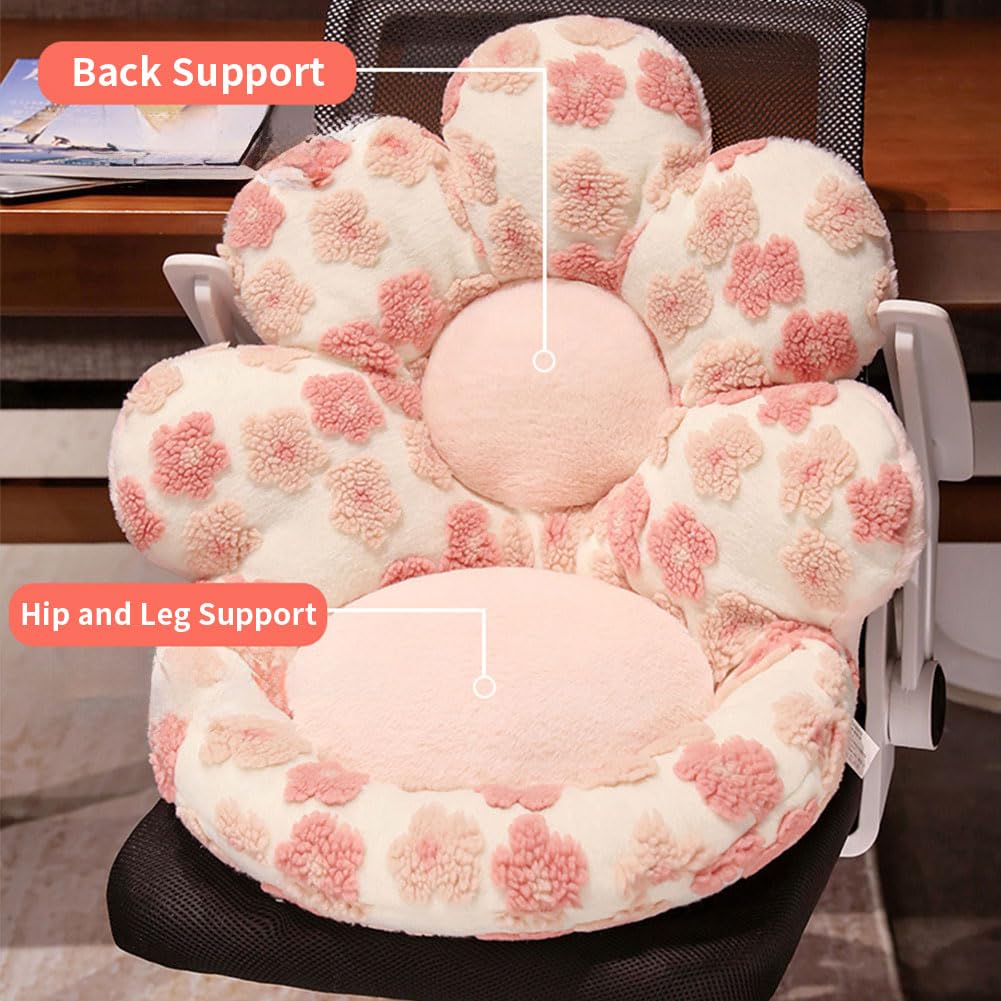 Gujuja Flower Chair Cushion with Backrest Comfortable Office Chair Pad Student Dormitory Seat Cushion for Sedentary Group Home Decor