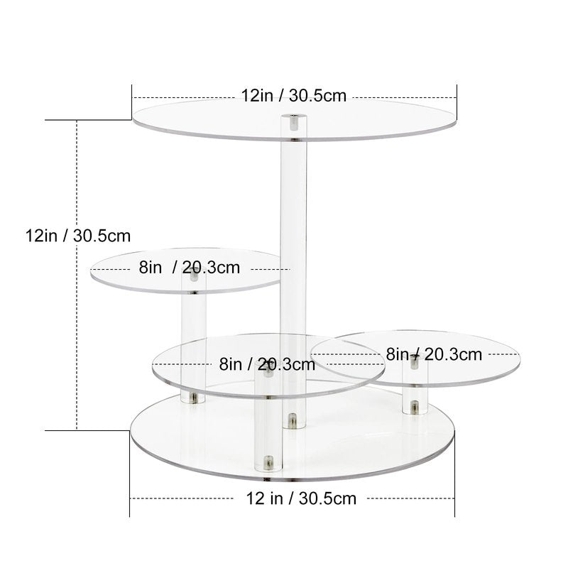 CECOLIC Acrylic Tiered Cake and Cupcake Stand, 4 Tier Dessert Pastry Display Tower Stand for Wedding, Birthday Bar, Graduation, Baby Shower, Afternoon Tea Party Décor