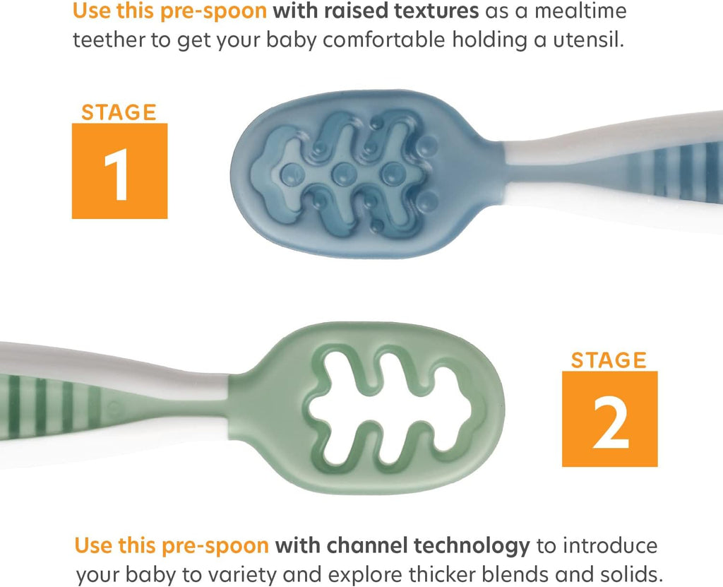NumNum Baby Bowl & GOOtensils Baby Spoons - Suction Bowls for 4+ Months, BPA-Free Silicone, Dishwasher Safe | Green/Blue