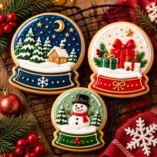 Christmas Snow Globe Cookie Cutter Set - 3 Stainless Steel Baking Molds