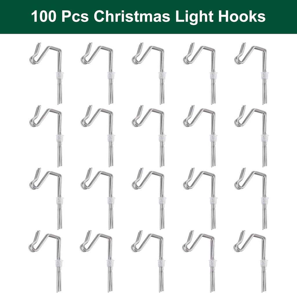 Skiennix 100-Count Metal Gutter Hooks - Durable Outdoor Christmas Light Hangers for Eaves & Fences
