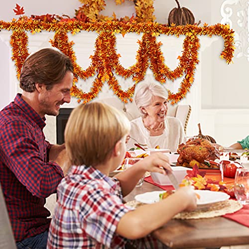 33FT Maple Leaf Tinsel Garland - Gold & Copper Metallic Fall Decor