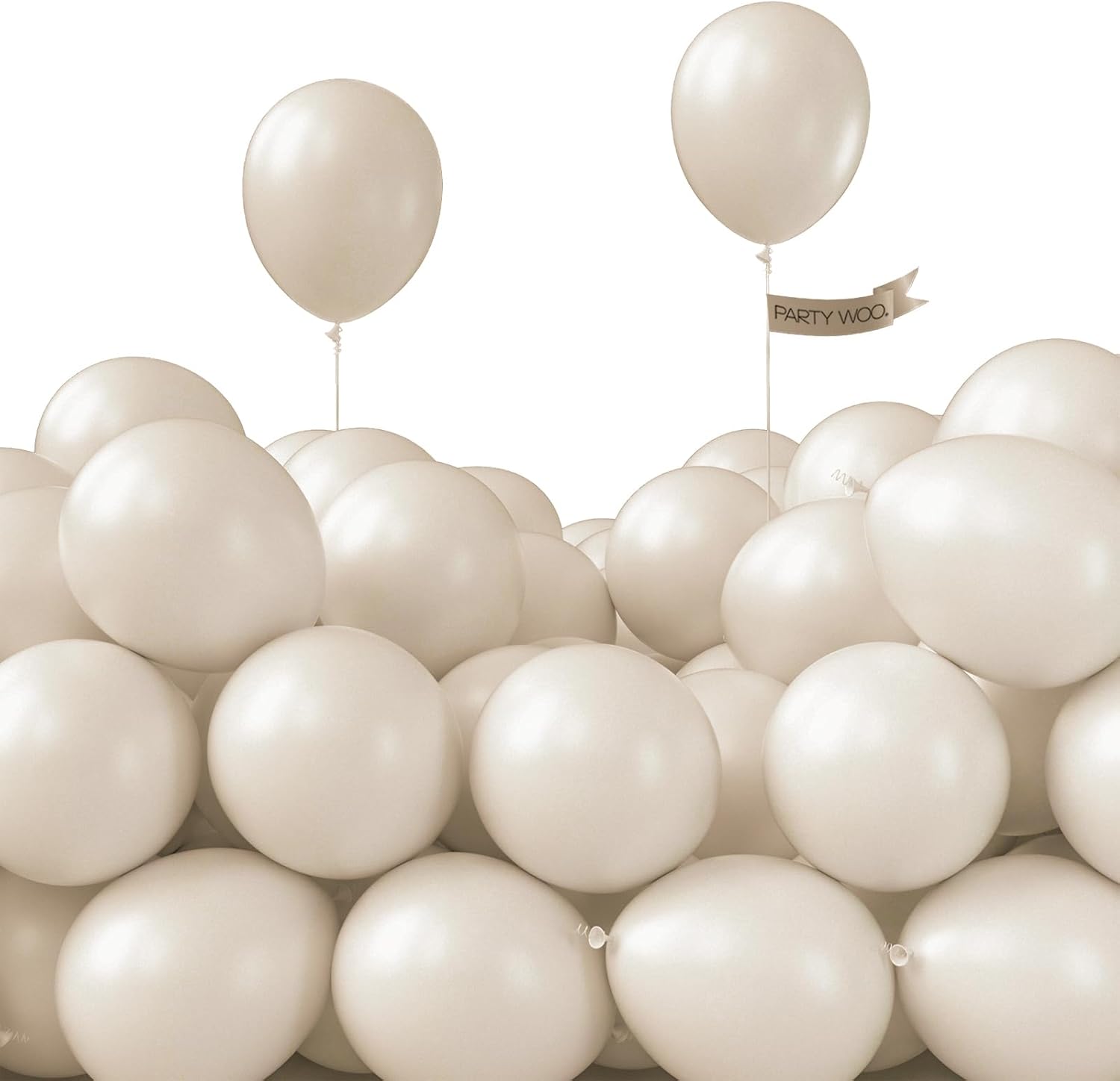 PartyWoo White Sand Balloons - 100pcs 5 Inch Off White Beige Latex for Weddings & Events