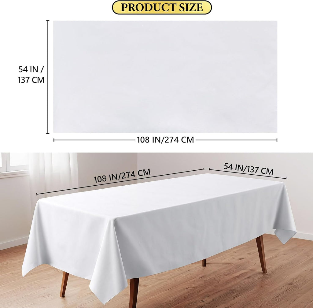 White Disposable Tablecloths by [Brand Name] - 10 Pack, 54x108 Inches, Waterproof & Sturdy for Parties