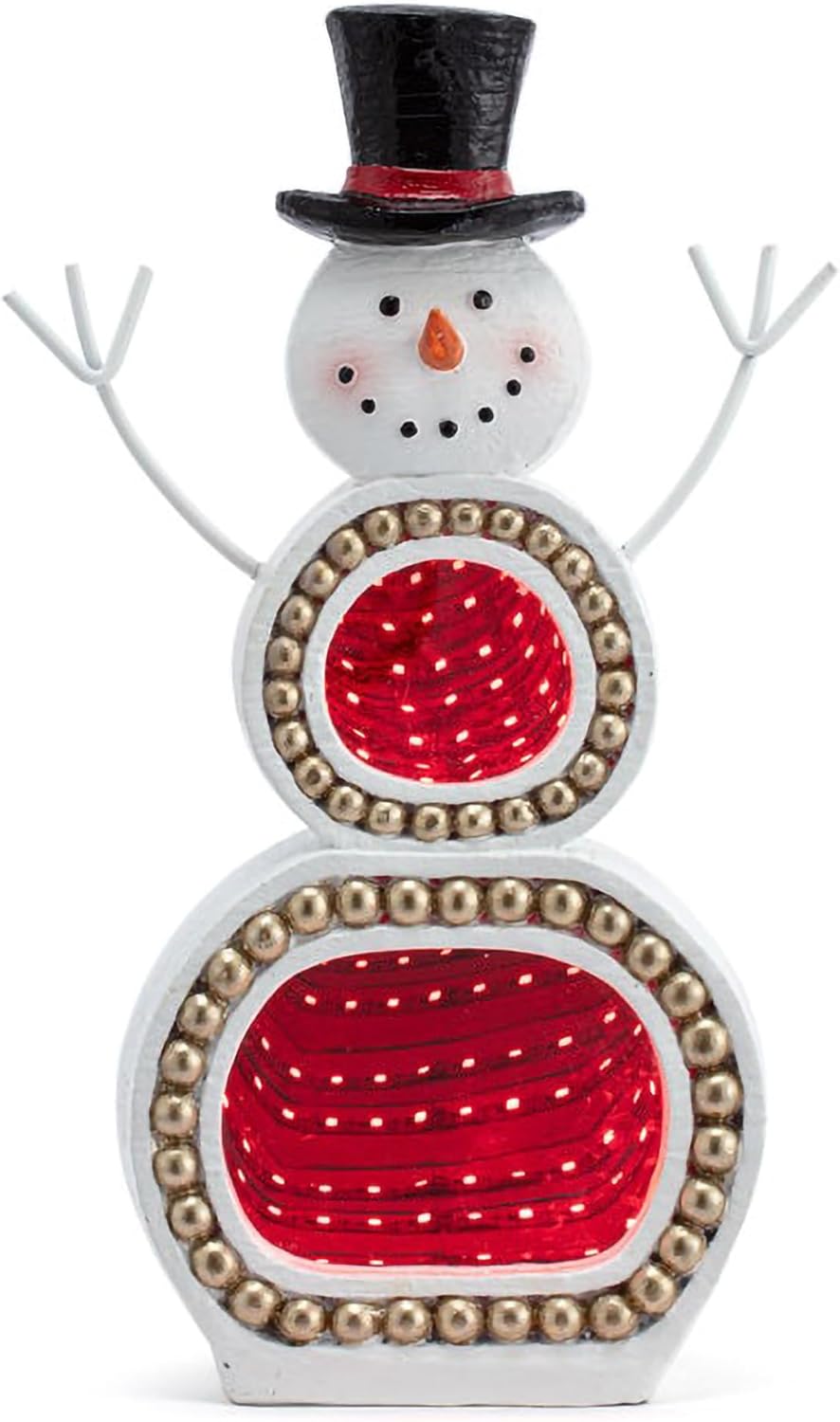 Napco Jovial LED Infinity Mirror Snowman Decoration - 10-Inch Festive Christmas Tabletop Accent