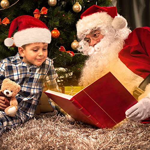 LINAYE 3 Pack Christmas Santa Hats for Adults & Kids Extra Thick Fluffy Holiday Costume Accessory