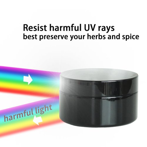 Matoolser Black Glass Smell Proof Storage Jar 150ml Wide Mouth Airtight UV Protection Container for Spice Coffee
