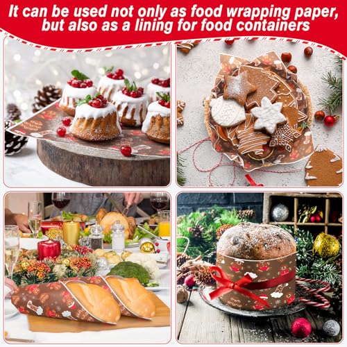 Tenceur 150 Pcs Christmas Gingerbread Man Wax Paper Sheets Deli Wrap Food Packaging