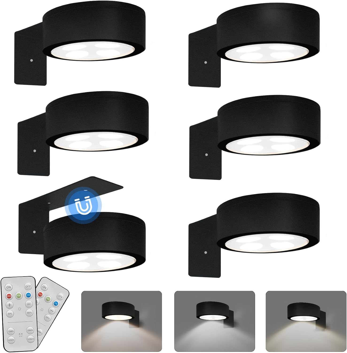 Skiennix 6-Pack Battery Operated Picture Light - Magnetic, Remote-Controlled, Dimmable Art Display | Ideal for Portraits & Frames