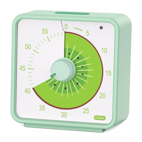 Conchstar 60 Minute Visual Timer for Kids, Countdown Timer for Classroom & Kitchen, Desk Timer for Study, Time Manager Tool for Kids with Fruit Pattern (Kiwifruit)