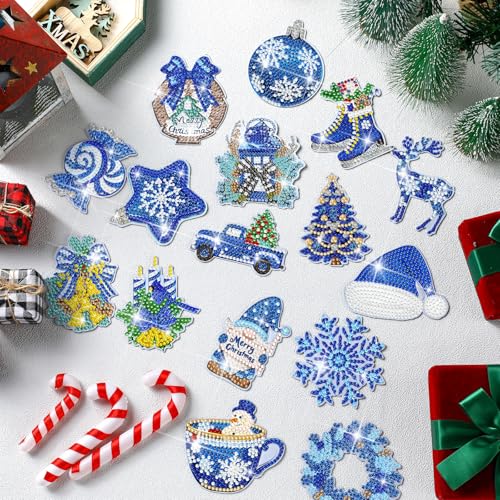 Copkim Snow Christmas Diamond Art Magnet Kits - 30 Pcs Holiday Magnets