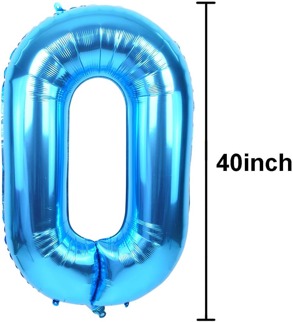 TONIFUL 40-Inch Blue Foil Mylar Number Balloons | Large 0-9 Set for Graduation, Weddings & Parties