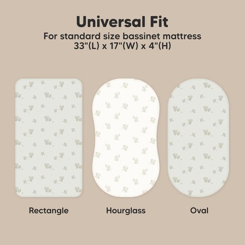 Elly Organic Bassinet Sheets - 100% Cotton Fitted Sheets for Halo, Graco & Chicco | 2-Pack Unisex