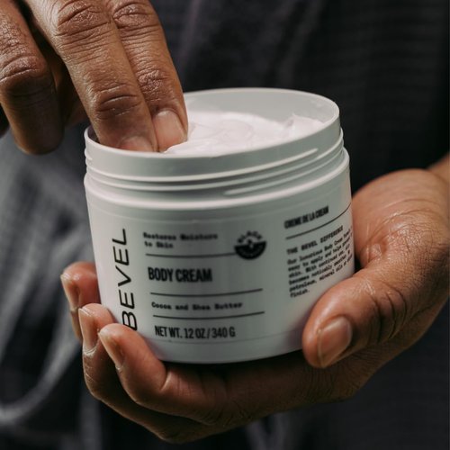 Bevel Body Cream - Luxury Men's Lotion for Dry Skin | Hypoallergenic Cocoa & Shea Butter, 12 oz