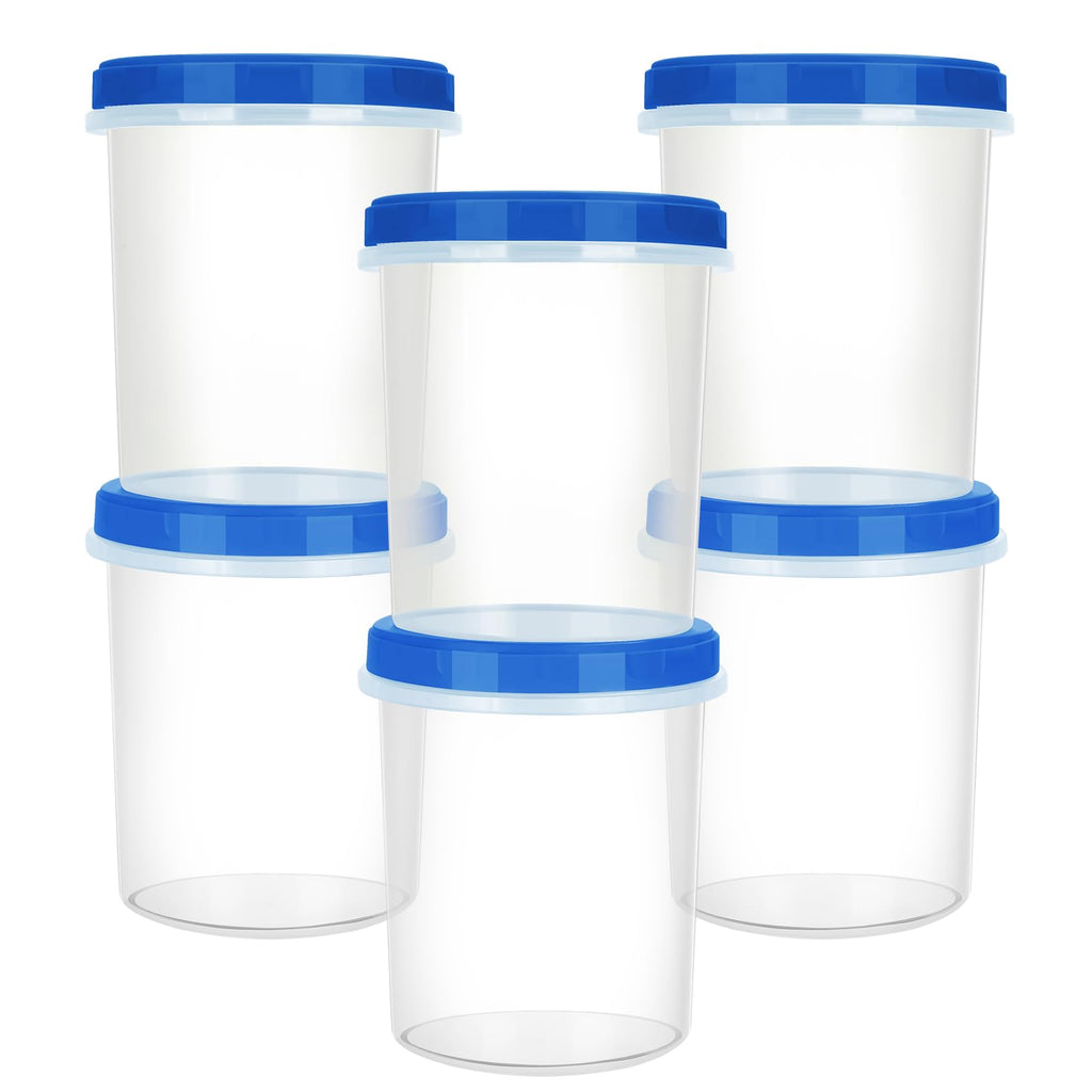 Atecare Heavy Duty Airtight Plastic Containers with Twist Top Lids, Stackable Freezer Containers for Lunch, Salad, Soup, Leftover, Ice Cream, BPA Free [6 Pack-32 oz]
