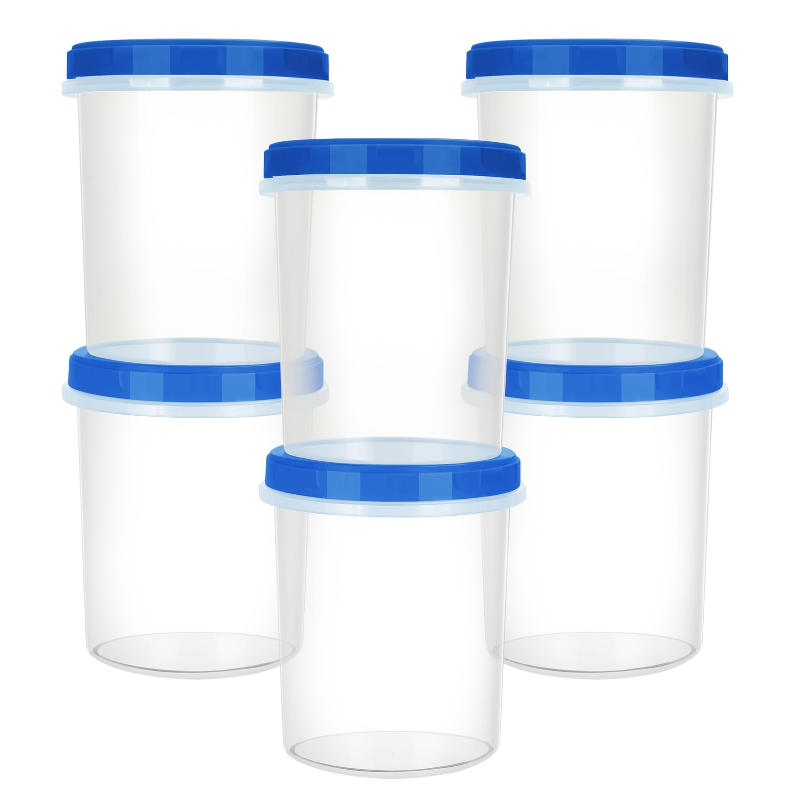 Atecare Heavy Duty Airtight Plastic Containers with Twist Top Lids, Stackable Freezer Containers for Lunch, Salad, Soup, Leftover, Ice Cream, BPA Free [6 Pack-32 oz]