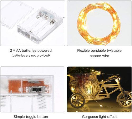Ariceleo LED String Lights - 16.4ft Battery Operated & 65.6ft USB with 8 Lighting Modes