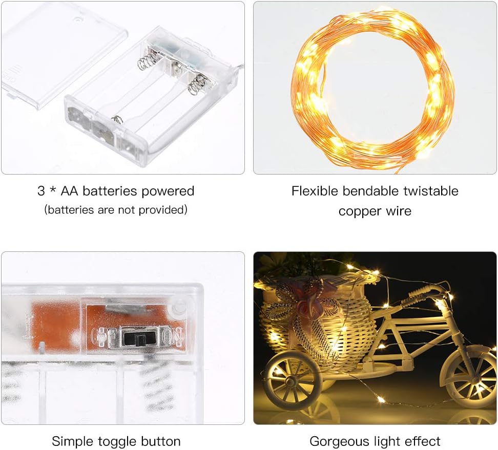 Ariceleo LED String Lights Bundle - 16.4ft Battery & USB Powered for Versatile Lighting