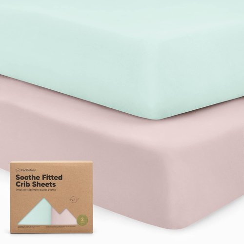 KeaBabies Organic Crib Sheets - 2-Pack Neutral Fitted Jersey Cotton for Boys & Girls | Soft Pastel Prints 52x28