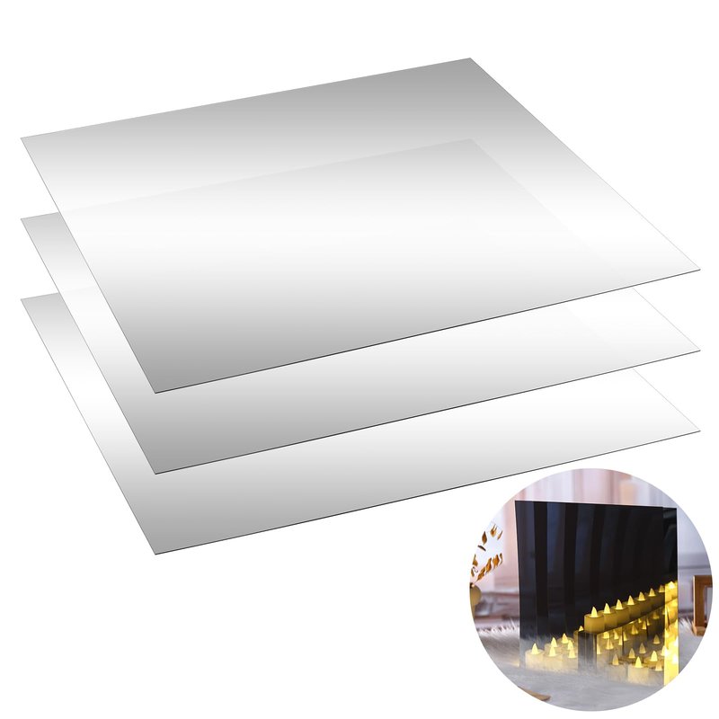 Yookeer 3 Pcs Two Way Mirror Glass, 12x24x0.04 Inch Acrylic See Through Infinity Mirror Sheet for Magic Project, 30% Transparent