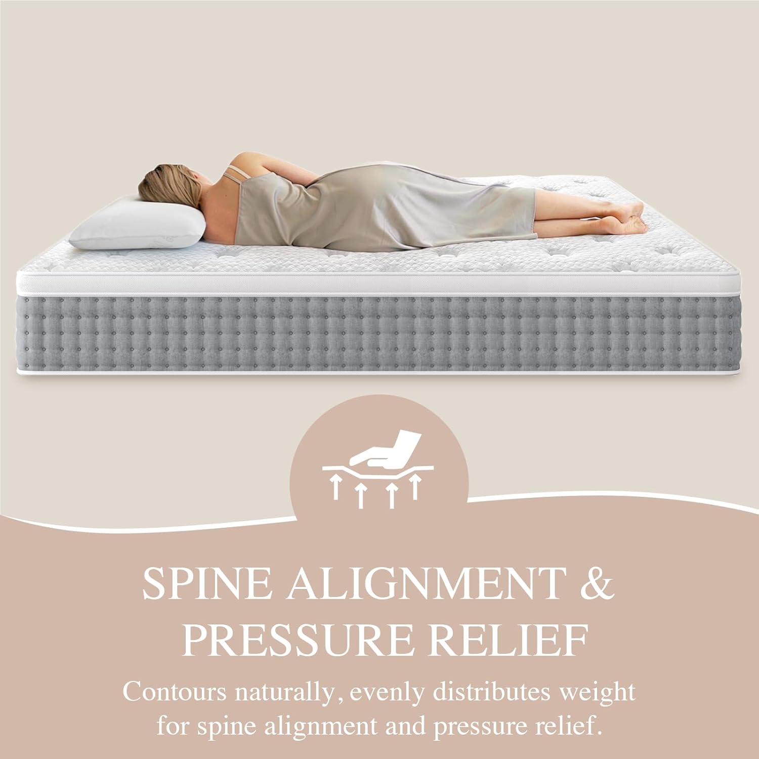 Sleepmax Queen Mattress - 14-Inch Hotel-Collection Hybrid for Pain Relief & Cooling Support | CertiPUR-US, Fiberglass-Free, 365-Night Trial