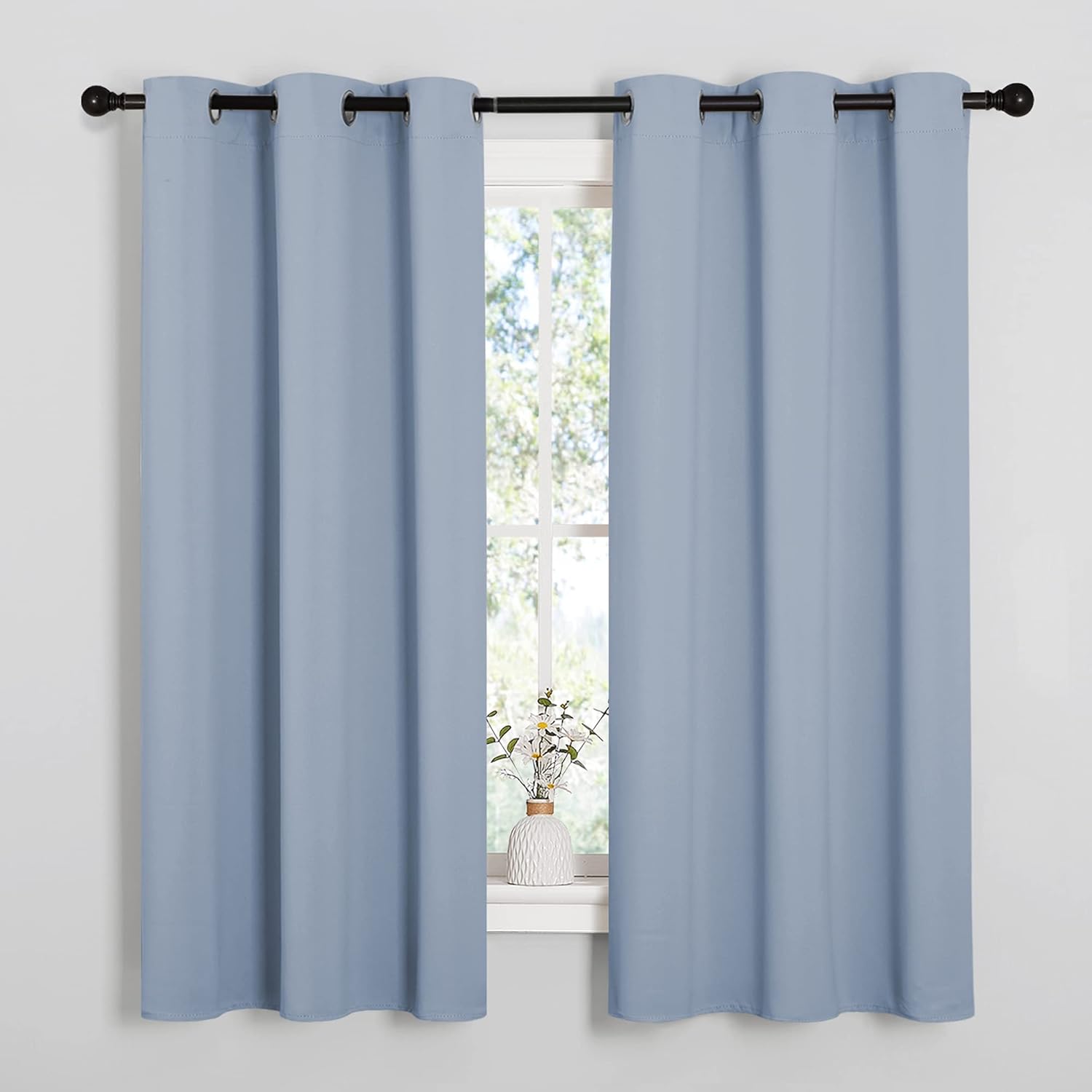 NICETOWN Vintage Blue Blackout Curtains - Thermal Insulated Drapes for Small Windows | 40" Length, 29" Wide, 2 Panels