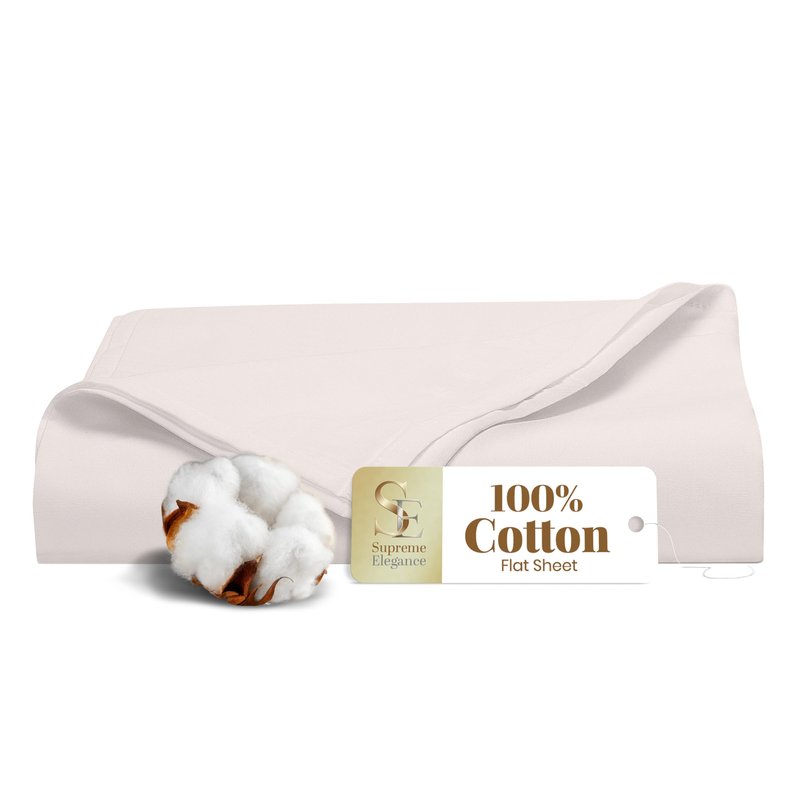 SUPREME ELEGANCE 100% Cotton Full Size Flat Sheet Only, Soft Pink, Percale Weave, Cooling & Crisp Full Size Bed Sheets, Breathable Sábana Plana, Top Sheet Only (86" W x 96" L)