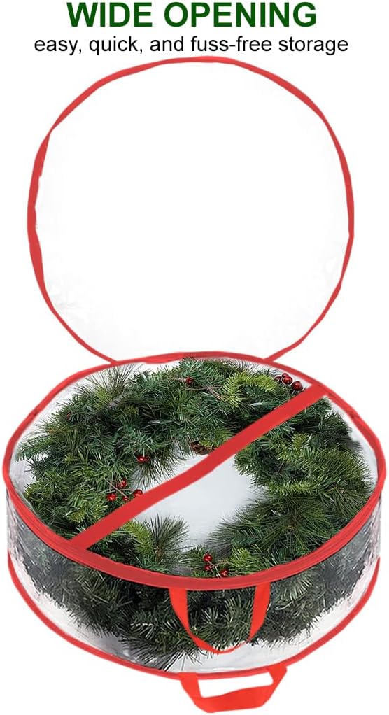 ProPik Christmas Wreath Storage Bag - Waterproof 30" Clear PVC Container | 2 Pack for Holiday Decor