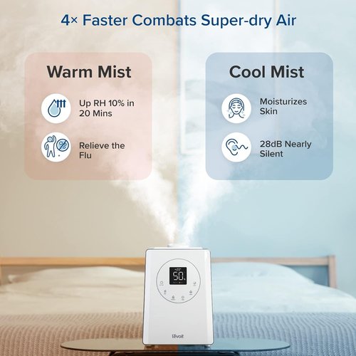 Levoit LV600S Smart Humidifier - Warm & Cool Mist for Large Rooms | 6L Capacity, App & Voice Control, Quiet Sleep Mode