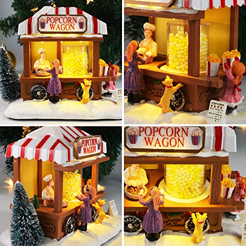 LED Lighted Christmas Village Popcorn Mouse House with Music & Resin Detail