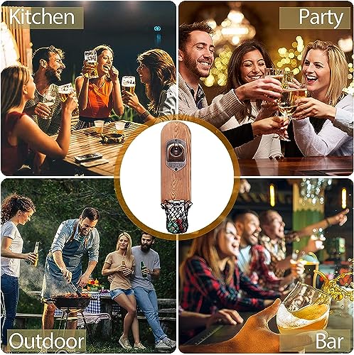 LUCYLANKER Vintage Wooden Wall Mounted Beer Bottle Opener with Magnetic Cap Catcher - Style 3