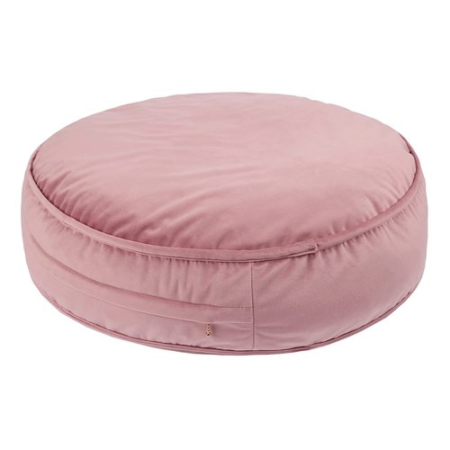 YIUOR Velvet Floor Pillows Round Chair Cushion Couch Throw Pillow Soft Pouf Seat Mattress Bean Bag for Reading Nook Play Room (25.6", Dusty Rose)