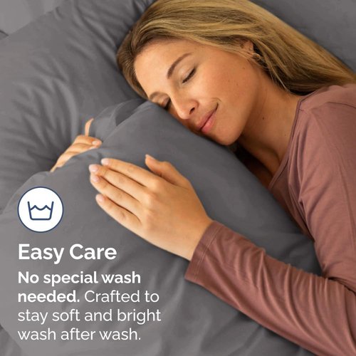 King Standard Pillow Cases - Soft Hotel Quality Covers | Comfy, Fade-Free, Wrinkle Resistant - Dark Grey - Set of 2