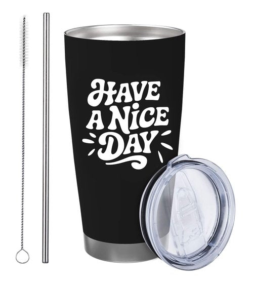 Vanteen White Elephant Gift for Adults - Have A Nice Day Funny Gag Gift Idea for Coworker, Best Friend, Men, Women - Travel Coffee Tumbler 20 oz, Stainless Steel Mug with Lid