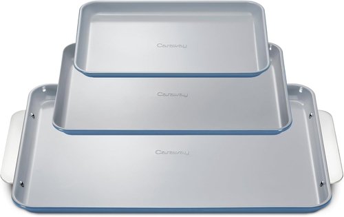 Caraway Non-Stick Ceramic Baking Sheet Trio - Non-Toxic, PTFE & PFOA Free - Slate | Large, Medium & Small Sizes