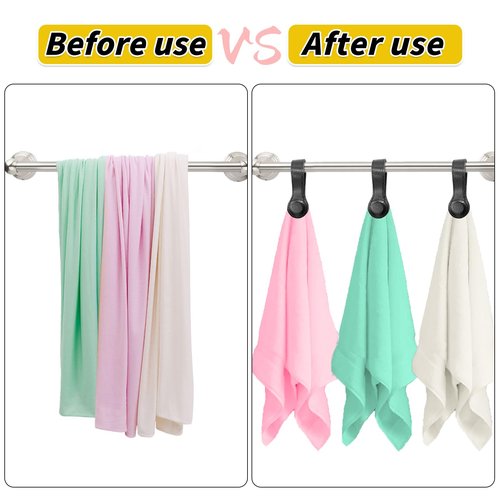 UYEDUJZ 3 Pcs Magnetic Leather Kitchen Towel Clips, Kitchen Towel Holder Bath Hand Towels Hooks for Rods and Racks, Oven Handle Dish Towels Hanger Multi-Purpose Magnetic Hanging Clips (Black)
