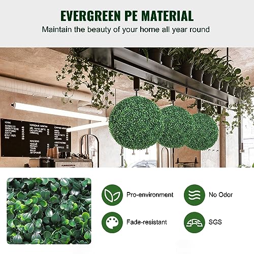 20-Inch Artificial Boxwood Topiary Balls with LED String Lights, 2-Pack