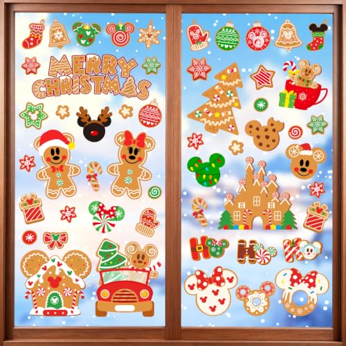 Gingerbread Window Clings 7 Sheets - Reusable Christmas Decor for Glass