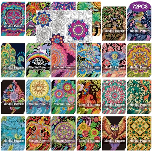 72 Pcs Adult Coloring Books Bulk Set, Mindful Floral Patterns for Party Favors
