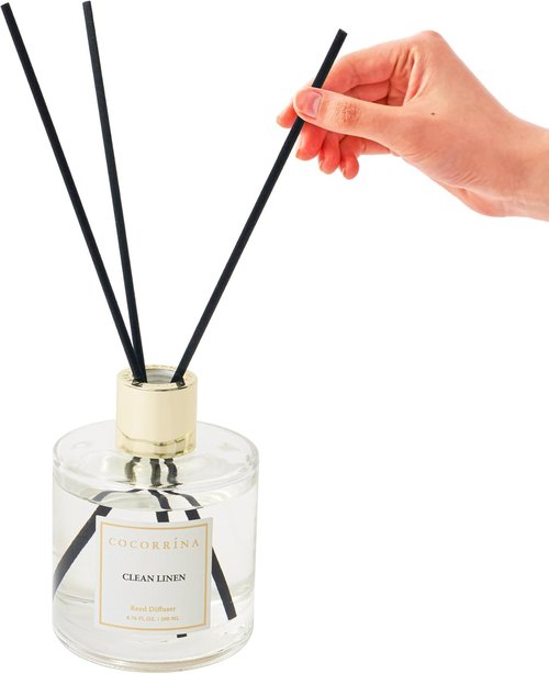 Cocorrína Flower Reed Diffuser - Clean Linen 6.7oz Scented Oil with Sticks | Elegant Home Fragrance Decor
