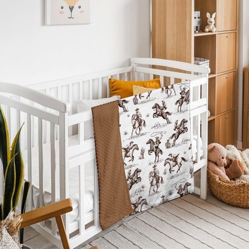 Western Baby Blanket, Cowboy Minky Blankets for Boys Girls, Nursery Room Decor, Soft Warm Lightweight Nursery Bed Blanket for Newborn Toddlers Son Daughter (05)
