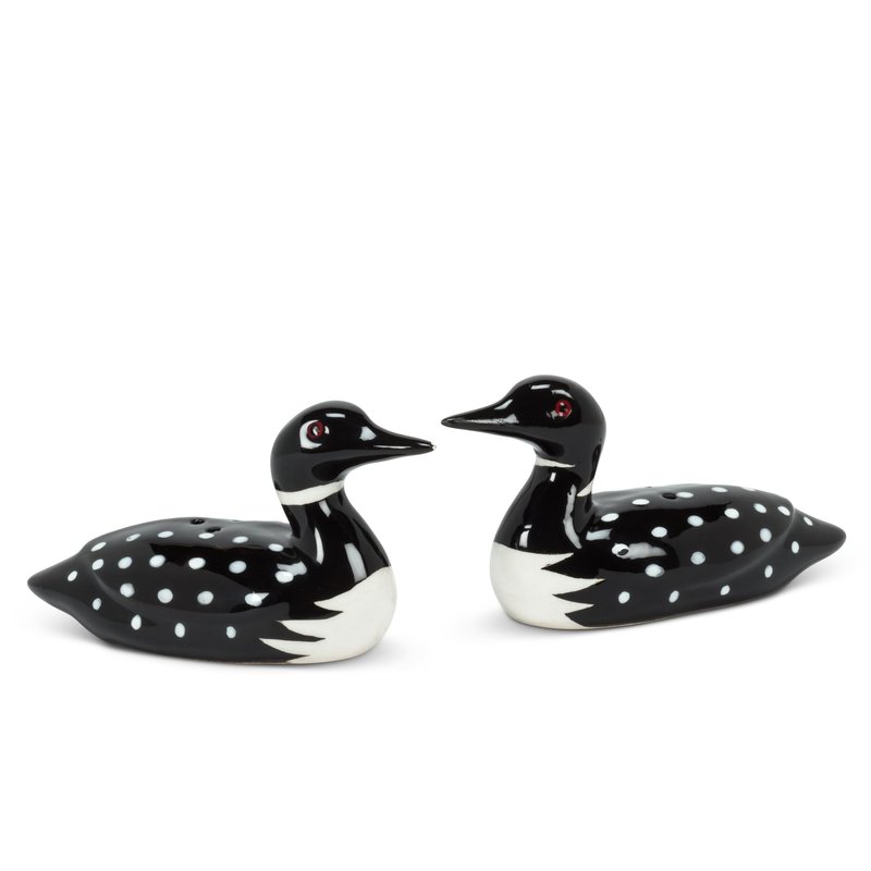 Abbott Collection Loon Salt & Pepper Shaker Set - Ceramic, Black (2.5 inches L)