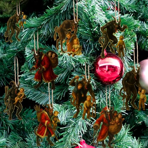 Set of 12 Krampus Christmas Ornaments Metal Holiday Decorations