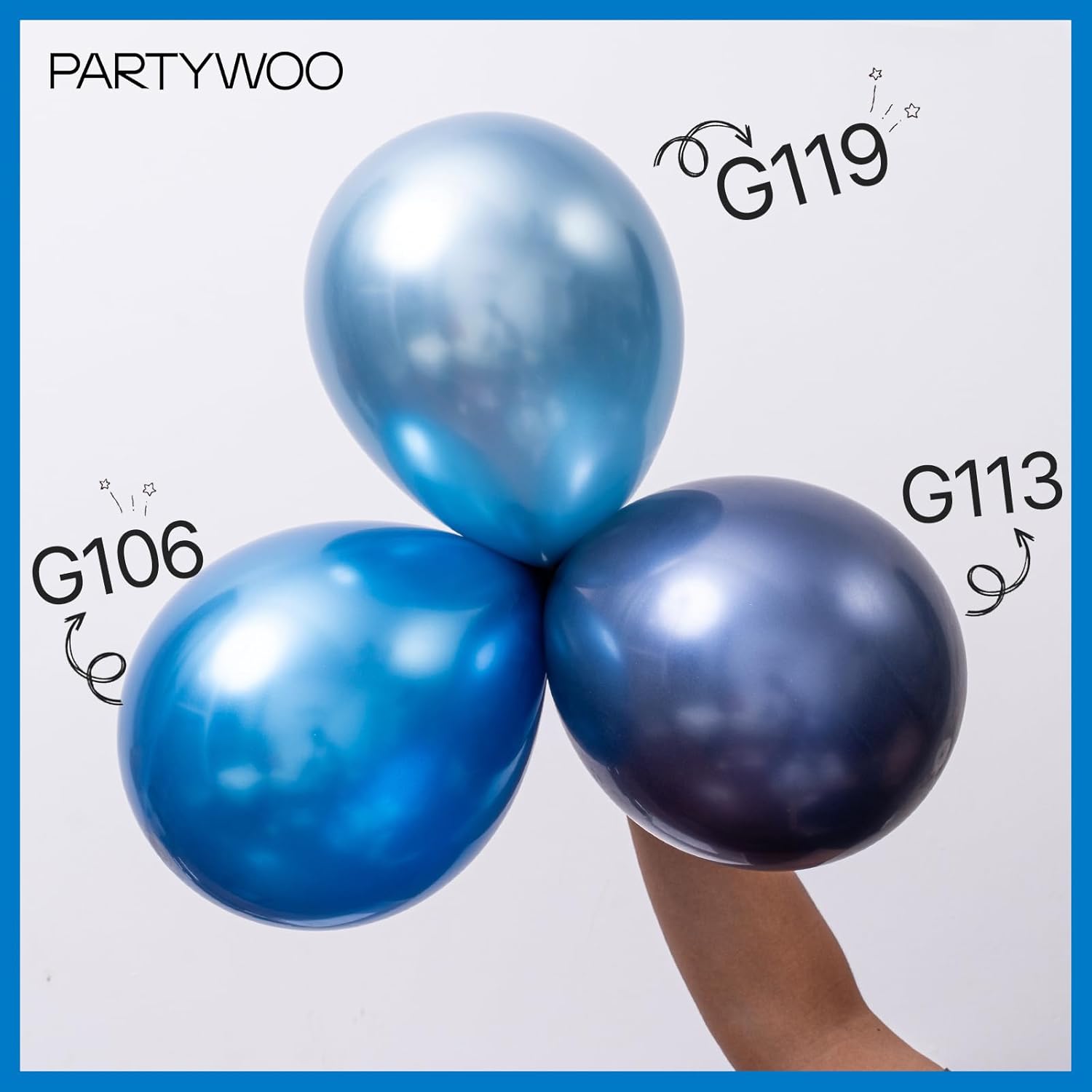 PartyWoo Metallic Light Blue Balloons - 50 Pcs 5-Inch Mini Balloons for Graduation, Baby Shower & Parties